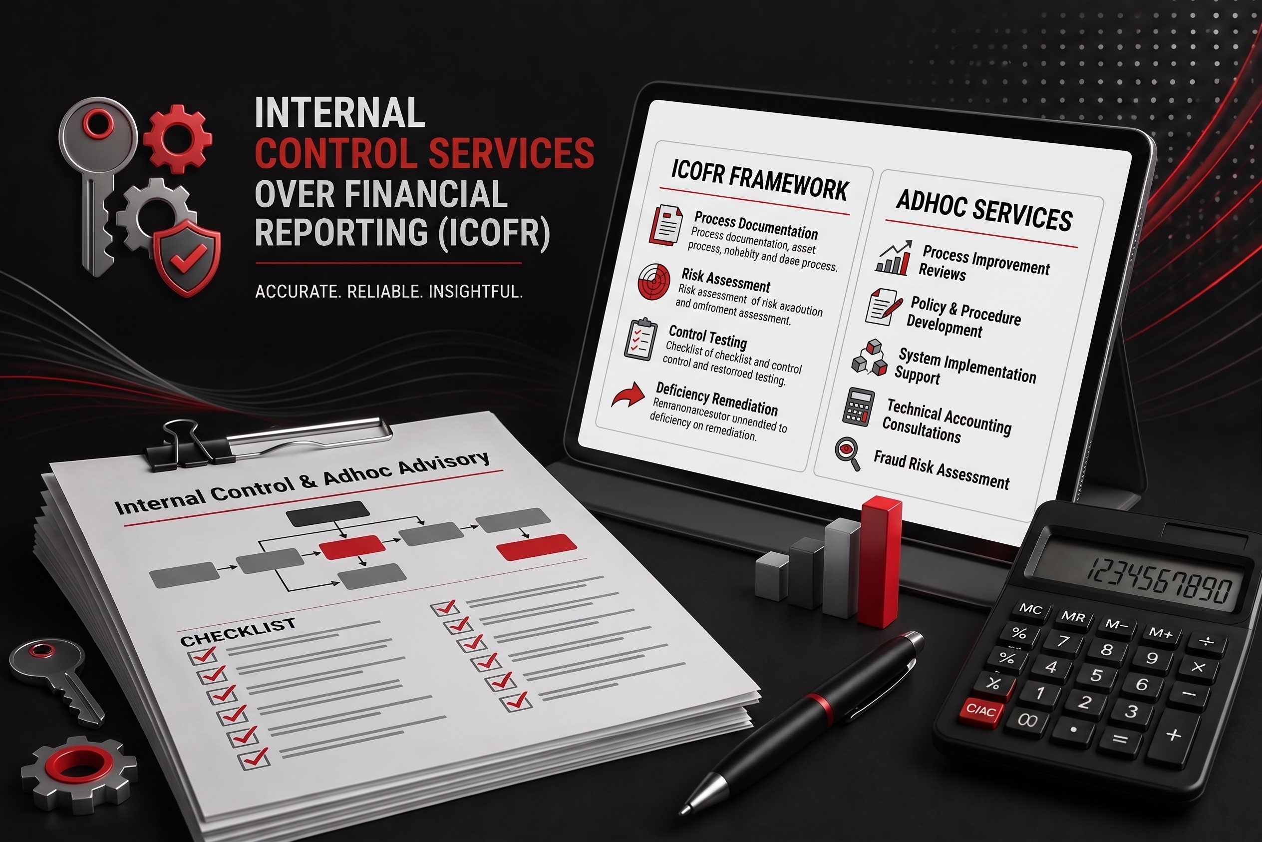 Internal control over financial reporting framework with process documentation, risk assessment and control testing